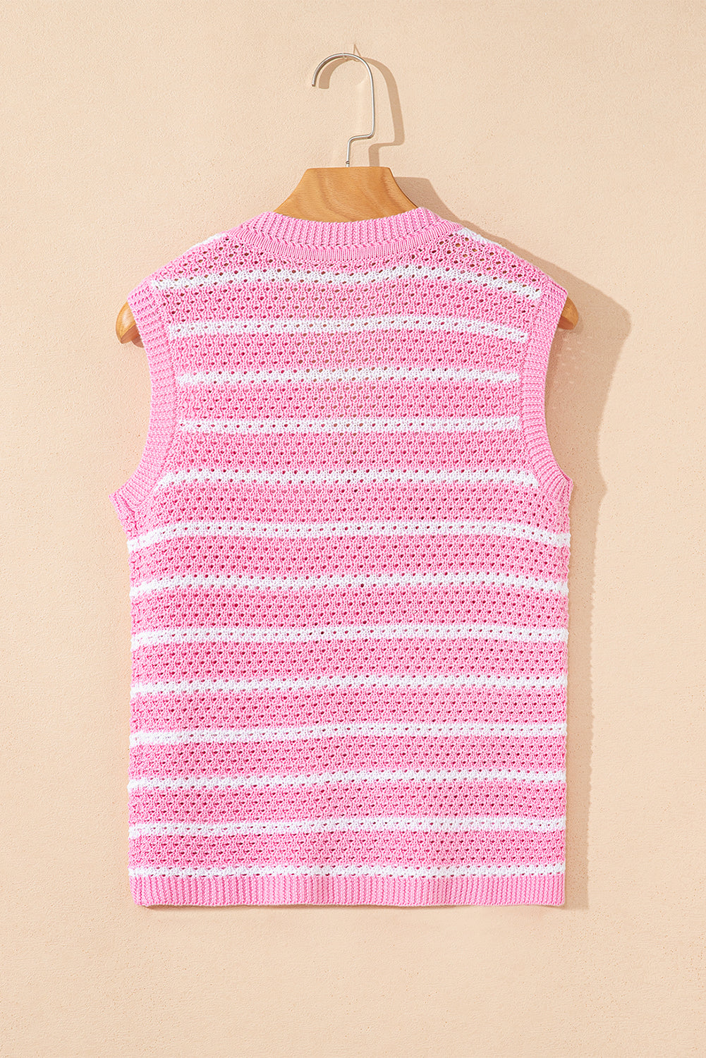 Stripe V Neck Gold Buttons Elegant Sweater Vest
