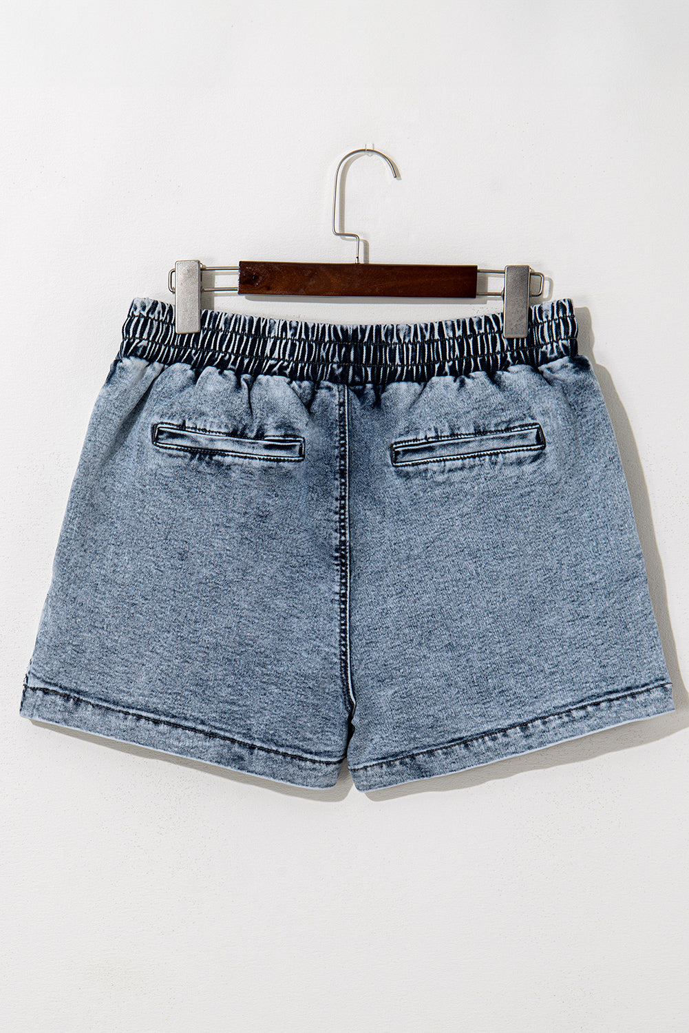 Drawstring High Waist Pocketed Denim Shorts