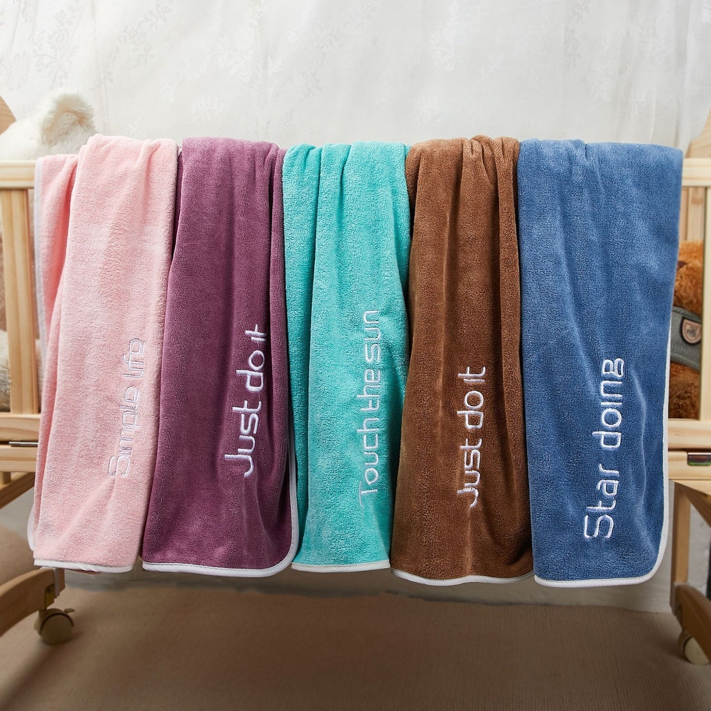 Custom-Coral Fleece Embroidered Bath Towel