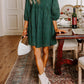 Embroidered Eyelet Pattern 3/4 Puffy Sleeve Swing Mini Dress