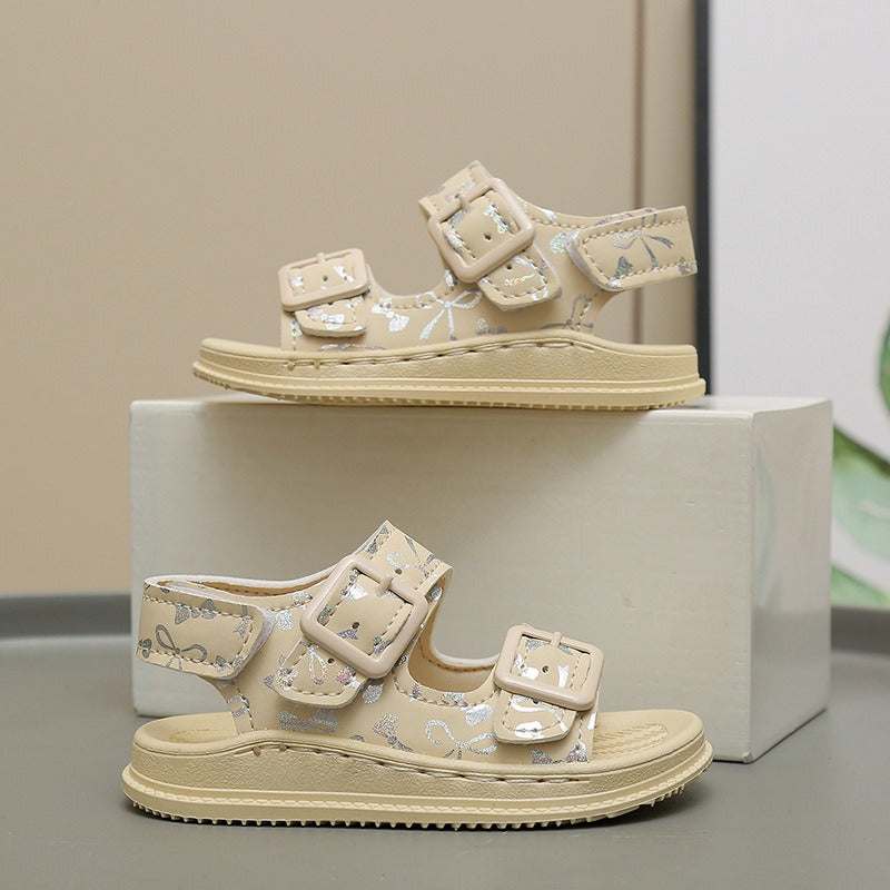 Children’s Glitter Ribbon Soft Soled Sandals