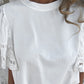 Hollow Out Embroidered Short Sleeve O Neck Top
