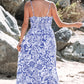 Floral Print Spaghetti Strap High Waist Maxi Dress