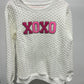 XOXO Glitter Chenille Cable Knit Sweatshirt