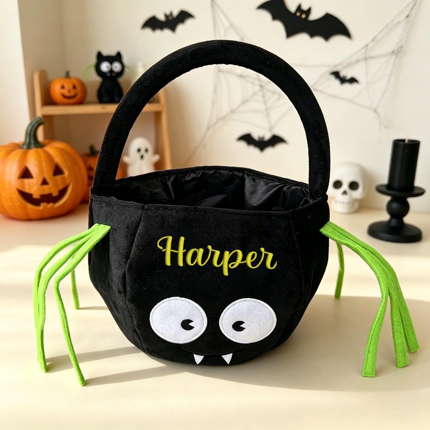 Custom Personalized Plush Pumpkin Trick-or-Treat Basket