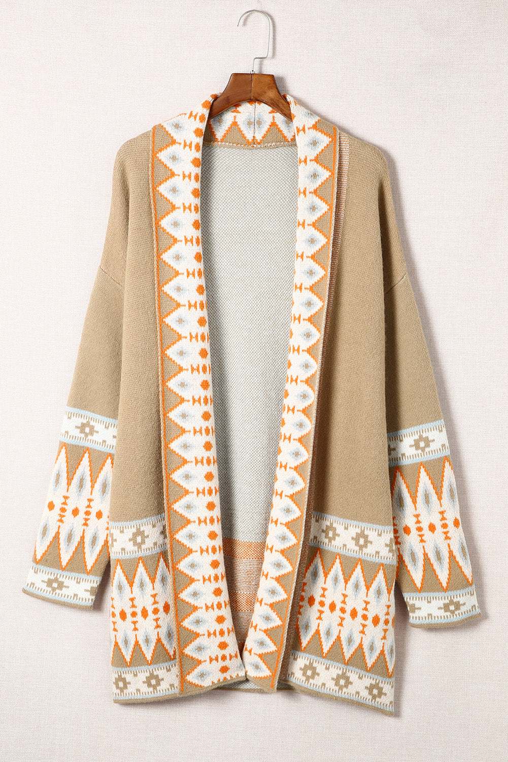 Western Aztec Open Front Sweater Cardigan