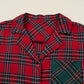 Plaid Contrast Patched Christmas Holiday Long Sleeve Shirt and Short 2pcs Pajama Set