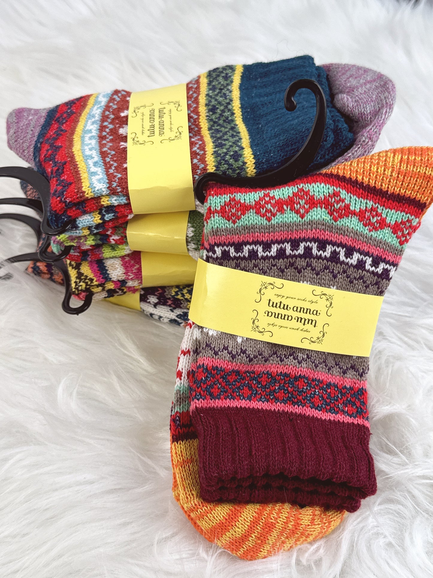 5 Pairs Nordic Snowflakes Pattern Socks Set (JG002)