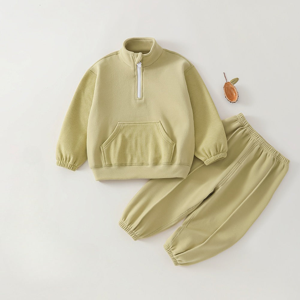 Children's Cozy Half-Zip Fleece Loungewear Set