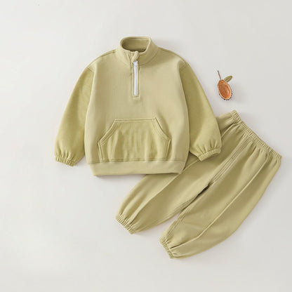 Children's Cozy Half-Zip Fleece Loungewear Set