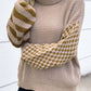 Striped and Checked Waffle Turtleneck Sweater