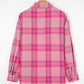 Plaid Print Rounded Hem Long Sleeve Shirt with Pockets