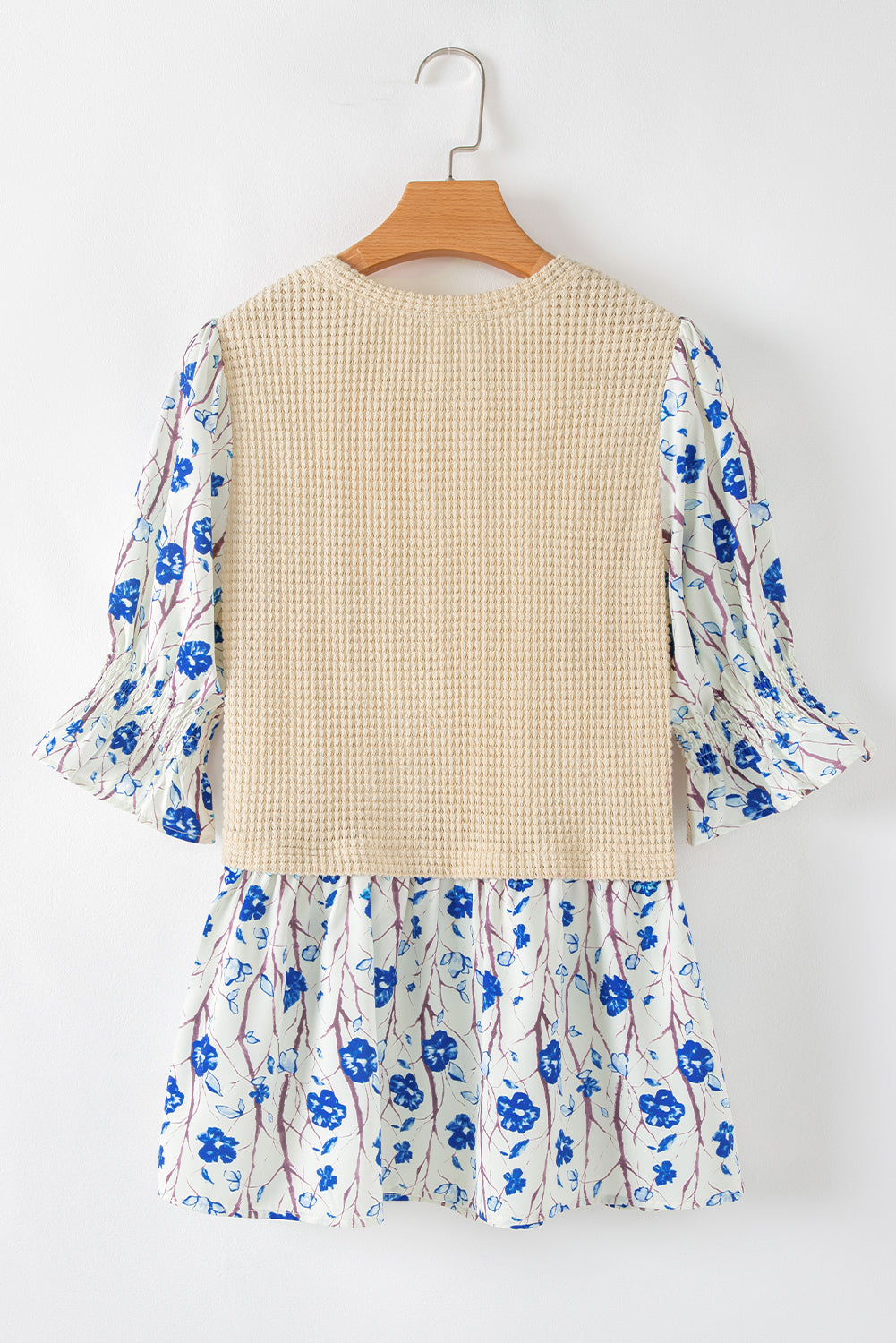 Floral Patchwork Waffle Blouse