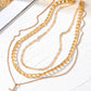 Plated Cross Pendant Multi Layer Stacked Chains Necklace