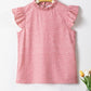 Polka Dots Ruffle Flutter Sleeve Frilled Neck Blouse