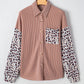 Leopard Patched Twisted Ribbed Western Casual Shacket