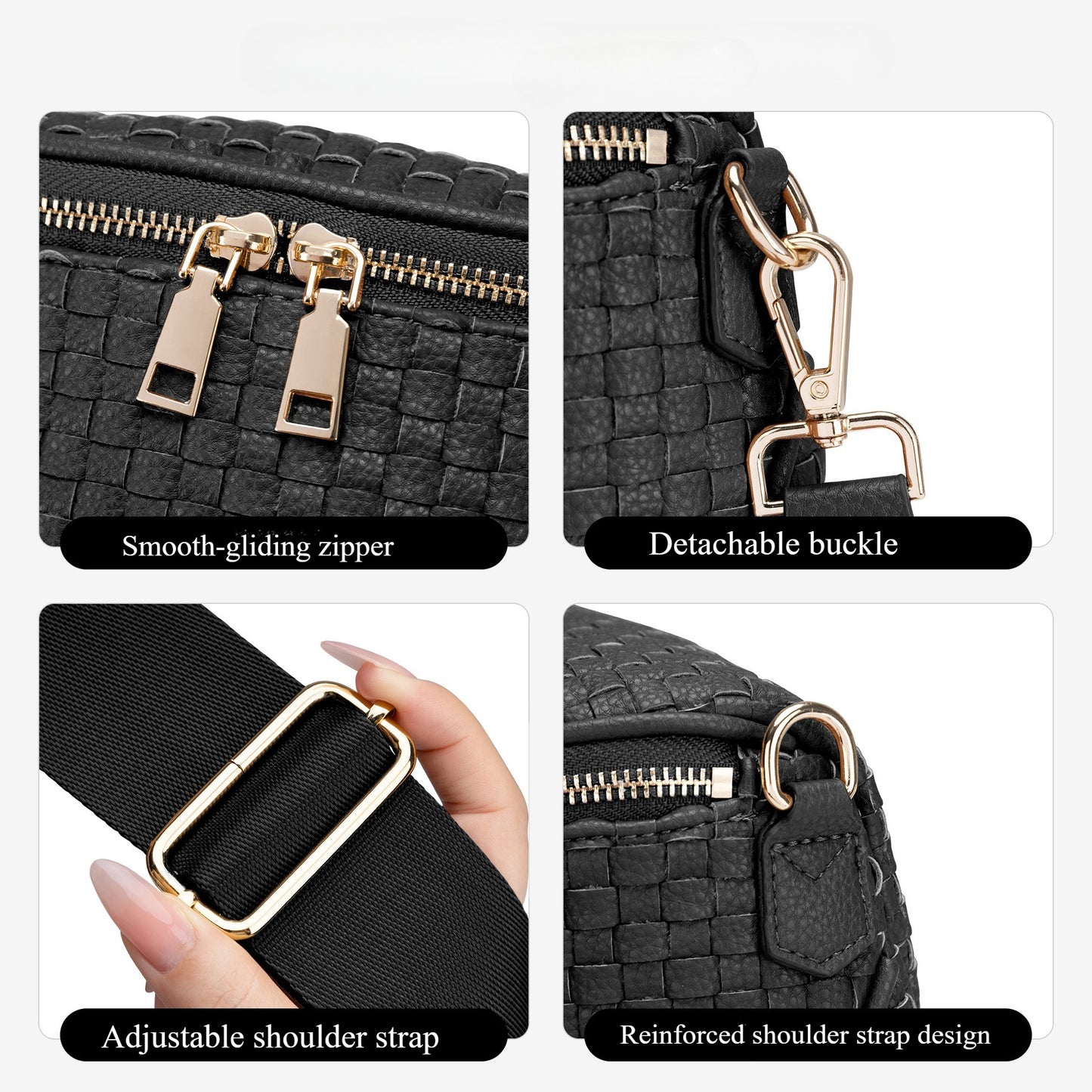 Trendy Woven Checkered Crossbody Bum Bag for Women