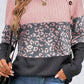 Leopard Textured Patchwork Buttoned Top