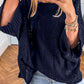 Hollow Out Knit 7/8 Sleeve Casual Sweater