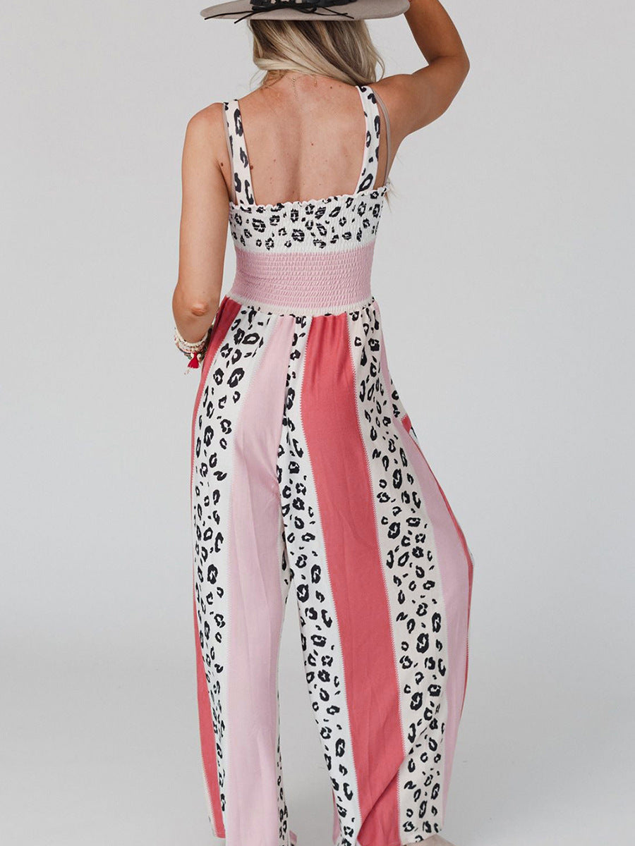 Pink Leopard High Waist Jumpsuit