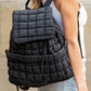 Solid Flapped Quilted Puffer Backpack