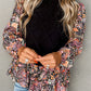 Contrast Floral Sleeve Peplum Sweater