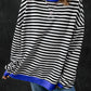 Oversized Contrast Trim Pullover Sweatshirt