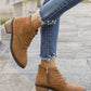 Faux Suede Zip Side Lacing Detail Ankle Boots