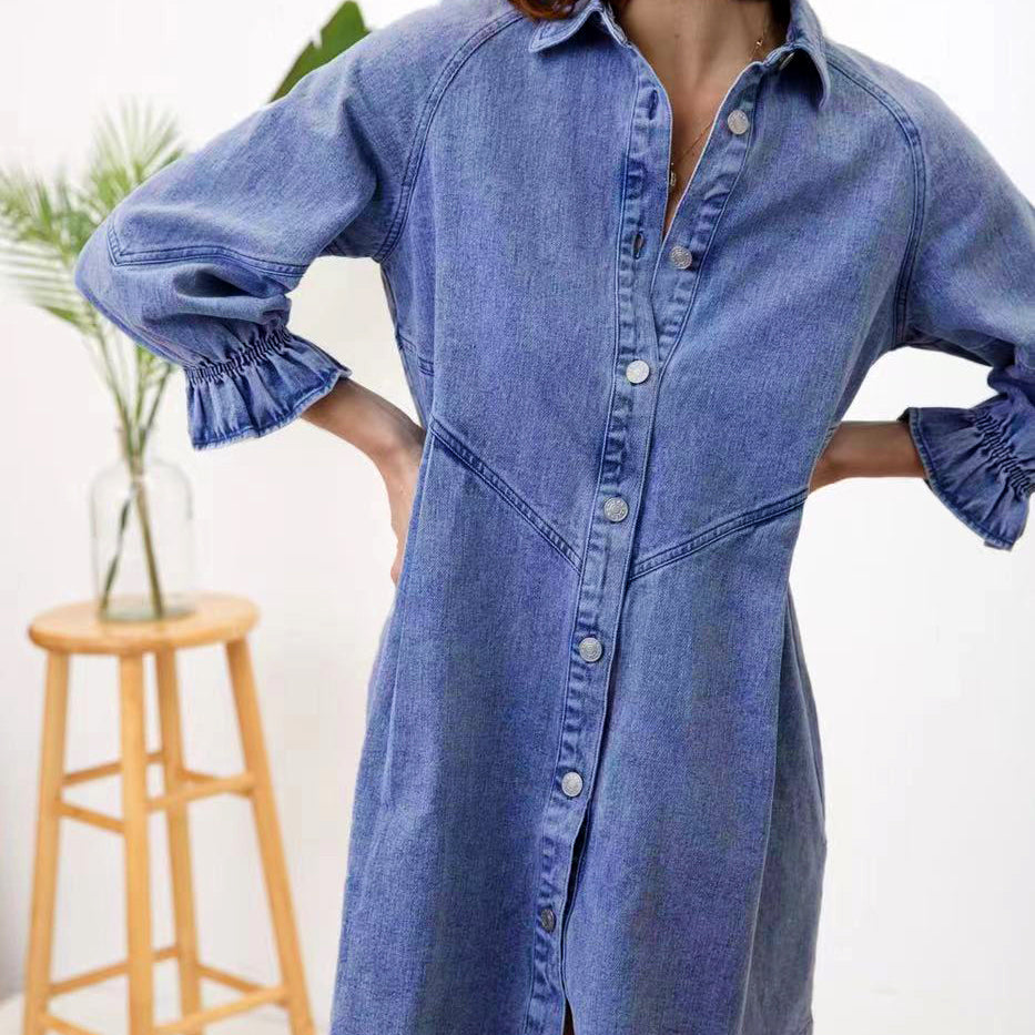 LET'S GO GIRLS DENIM SHIRT DRESS