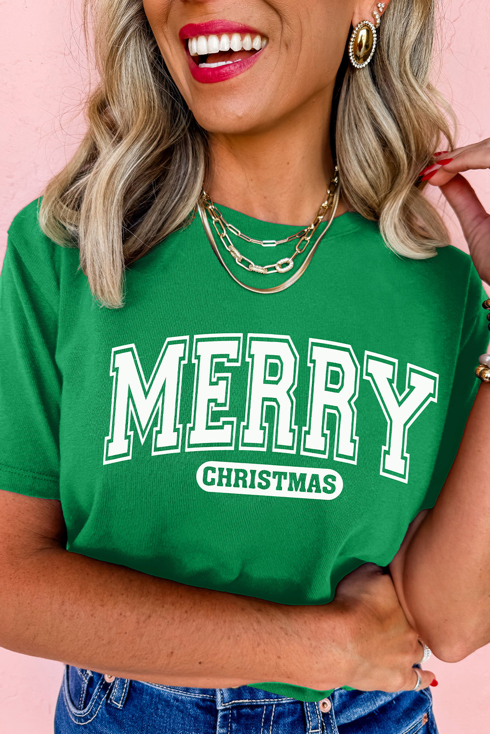 MERRY CHRISTMAS Letter Graphic Loose T Shirt