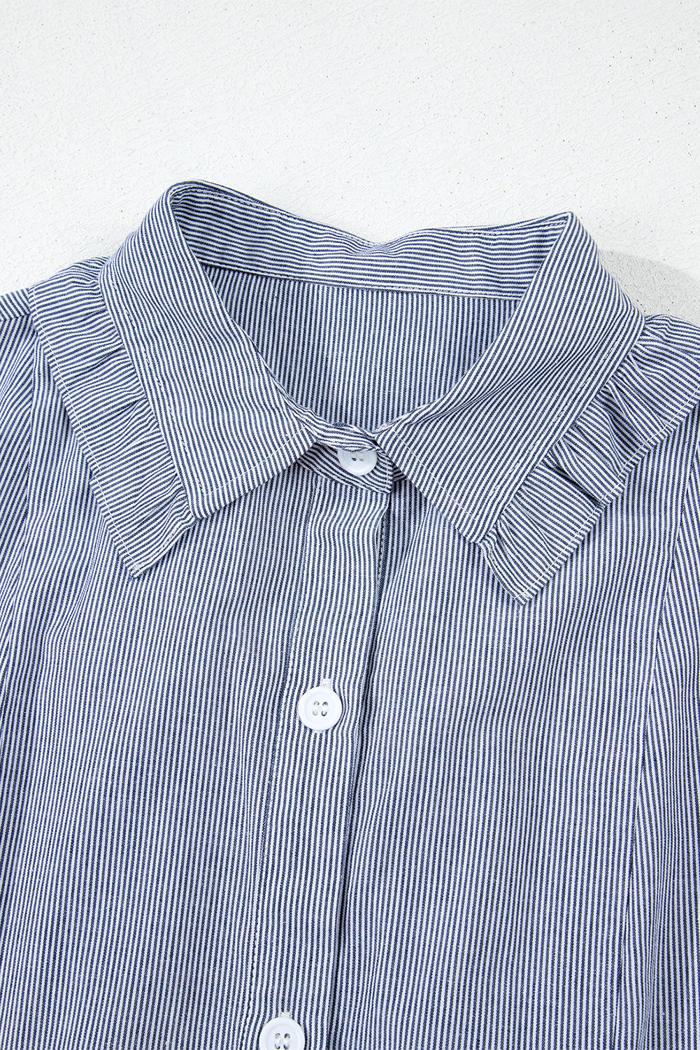 Frilled Sleeveless Collar Front Pocket Button Up Mini Dress