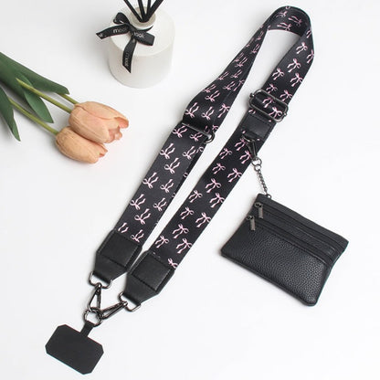 Phone Sling Shouder Strap with Coin Purse-Bow Print