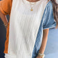 Textured Color Block Loose Fit T Shirt