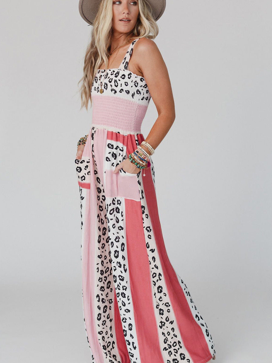 Pink Leopard High Waist Jumpsuit