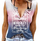 Printed V-neck Sleeveless T-shirt