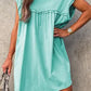 Frilled Trim Crew Neck Loose Fit Mini Dress