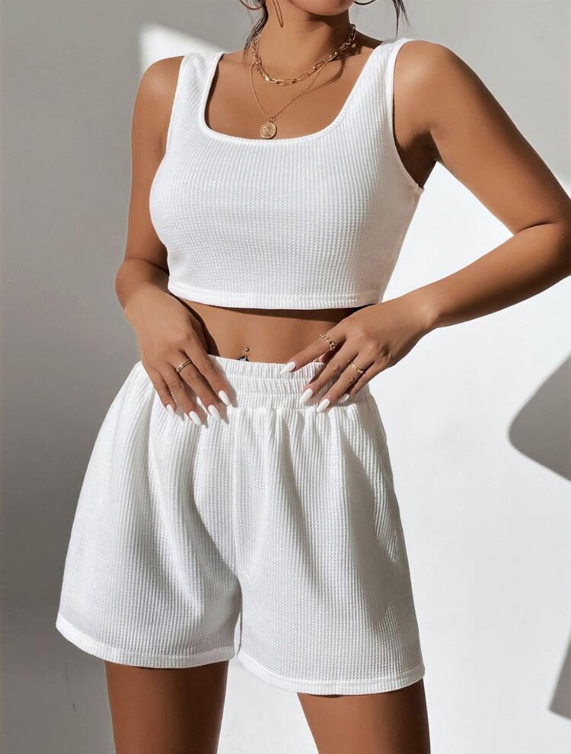 Solid Color Sleeveless Loungewear Set