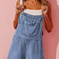 Grommet Tie Straps Casual Denim Romper