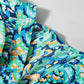 Abstract Print Puff Sleeve V Neck High Waist Romper