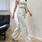 Stretch Woven High Waisted Pleated Paperbag Wide Leg Trousers