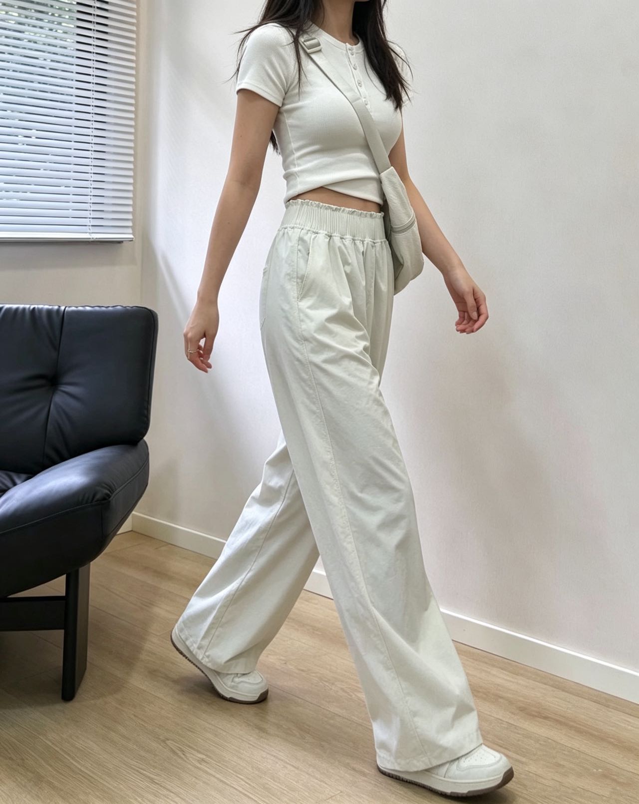 Stretch Woven High Waisted Pleated Paperbag Wide Leg Trousers