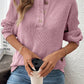 Texture Drop Shoulder Henley Knit Top