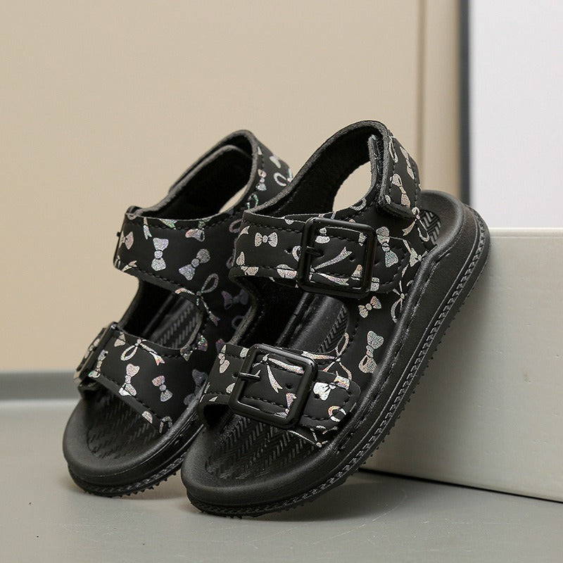 Children’s Glitter Ribbon Soft Soled Sandals