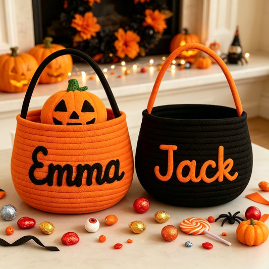 Custom Personalized Woven Rope Halloween Basket