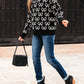 Cute Bow Pattern Drop Shoulder Zipped Collar Sweater
