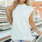 Solid Color High Neck Cap Sleeve Loose Top