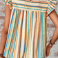 Vibrant Stripes Printed Flutter Sleeve Babydoll Blouse