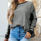 Stripe Thermal Knit Drop Shoulder Casual Top
