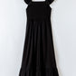 V Neck Flutter Sleeve Smocked Bodice High Waist Ruffle Maxi Dress