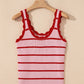 Striped Scalloped Edge U Neck Sleeveless Sweater Vest